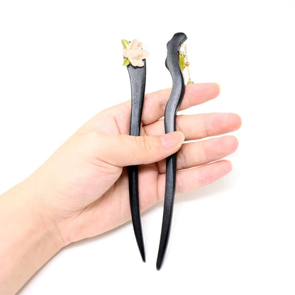 yueton 2-Pack Vintage Wooden Hair Pin - Antique Chinese Style Hair Stick with Tassel - Retro Elegant Hairpins for Women