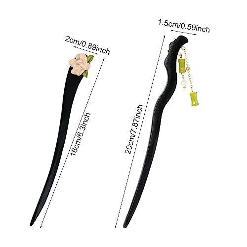 yueton 2-Pack Vintage Wooden Hair Pin - Antique Chinese Style Hair Stick with Tassel - Retro Elegant Hairpins for Women - görsel 4