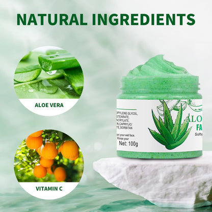 Aloe Vera Facial Scrub & Cleanser - Exfoliating Face Wash for Blackheads & Acne, 3.53 oz