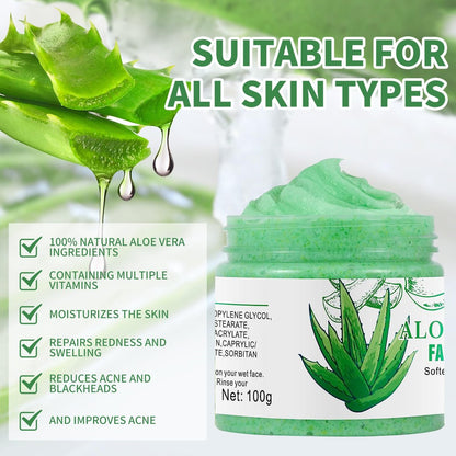 Aloe Vera Facial Scrub & Cleanser - Exfoliating Face Wash for Blackheads & Acne, 3.53 oz