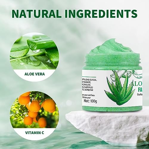 Aloe Vera Facial Scrub & Cleanser - Exfoliating Face Wash for Blackheads & Acne, 3.53 oz - görsel 12