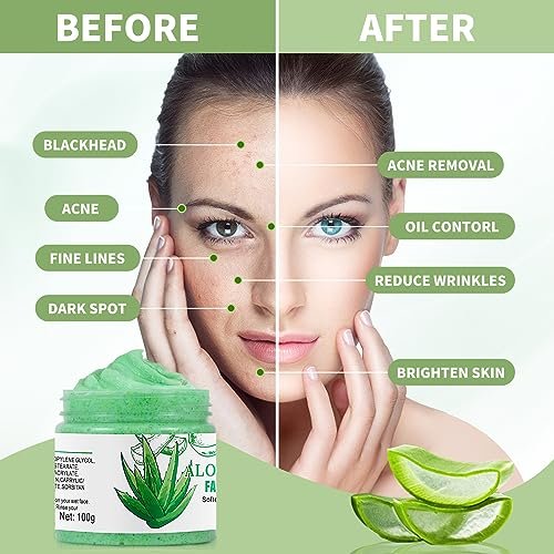 Aloe Vera Facial Scrub & Cleanser - Exfoliating Face Wash for Blackheads & Acne, 3.53 oz - görsel 4