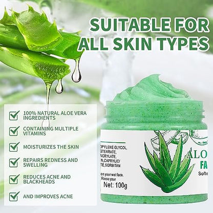 Aloe Vera Facial Scrub & Cleanser - Exfoliating Face Wash for Blackheads & Acne, 3.53 oz