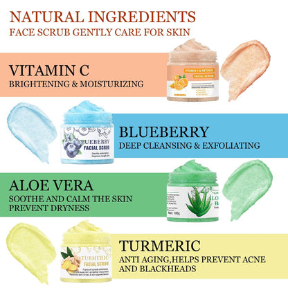 Aloe Vera Facial Scrub & Cleanser - Exfoliating Face Wash for Blackheads & Acne, 3.53 oz