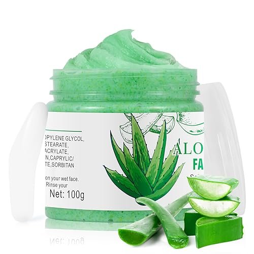 Aloe Vera Facial Scrub & Cleanser - Exfoliating Face Wash for Blackheads & Acne, 3.53 oz - görsel 2