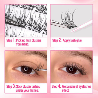 Natural Cluster Lashes Wispy CC-Curly 9-11MM Mixed Lengths Eyelash Extension Individual 96 Pcs DIY Lash Extension at Home by Mavphnee