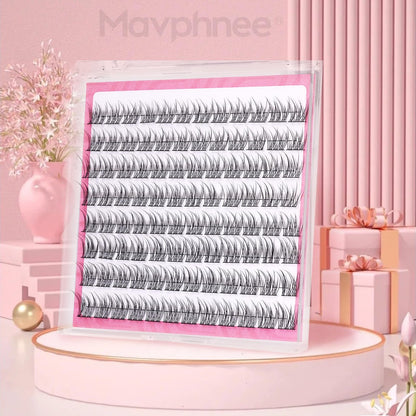 Natural Cluster Lashes Wispy CC-Curly 9-11MM Mixed Lengths Eyelash Extension Individual 96 Pcs DIY Lash Extension at Home by Mavphnee