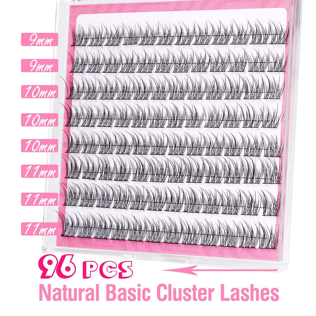 Natural Cluster Lashes Wispy CC-Curly 9-11MM Mixed Lengths Eyelash Extension Individual 96 Pcs DIY Lash Extension at Home by Mavphnee - görsel 3