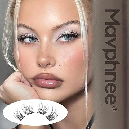 Natural Cluster Lashes Wispy CC-Curly 9-11MM Mixed Lengths Eyelash Extension Individual 96 Pcs DIY Lash Extension at Home by Mavphnee
