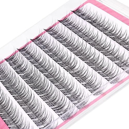 Natural Cluster Lashes Wispy CC-Curly 9-11MM Mixed Lengths Eyelash Extension Individual 96 Pcs DIY Lash Extension at Home by Mavphnee
