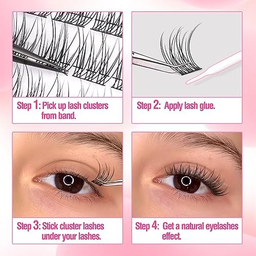 Natural Cluster Lashes Wispy CC-Curly 9-11MM Mixed Lengths Eyelash Extension Individual 96 Pcs DIY Lash Extension at Home by Mavphnee - görsel 14
