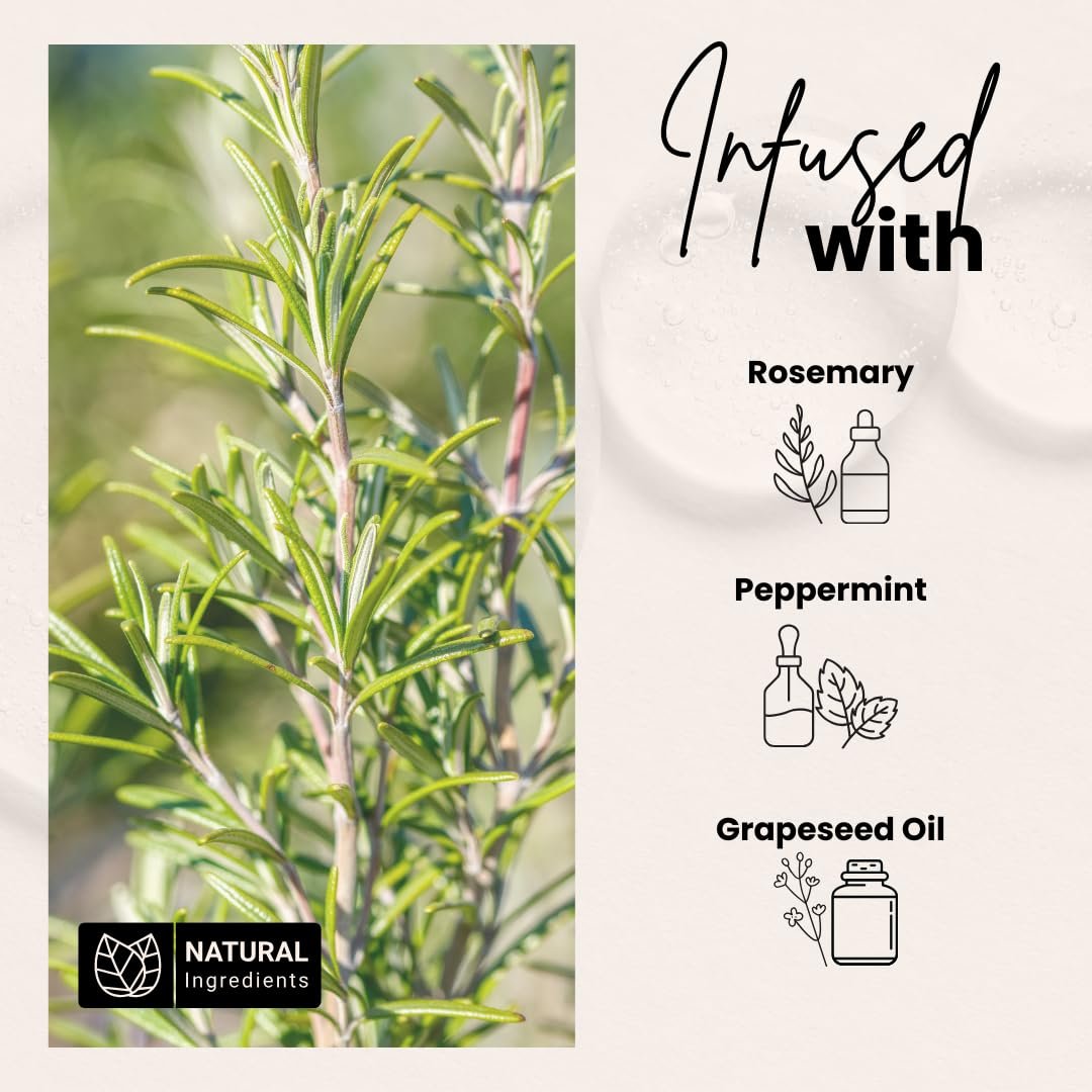 Bask & Lather Scalp Stimulator Hair Growth Oil - Cold Pressed Mint and Rosemary Blend with Grapeseed for Hair Growth, Organic Natural Leave-In, All Hair Types, 4 Fl Oz Avelisse