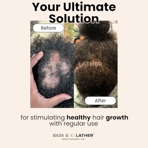 Bask & Lather Scalp Stimulator Hair Growth Oil - Cold Pressed Mint and Rosemary Blend with Grapeseed for Hair Growth, Organic Natural Leave-In, All Hair Types, 4 Fl Oz Avelisse
