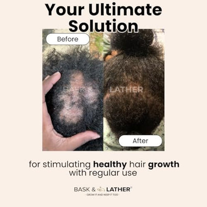 Bask & Lather Scalp Stimulator Hair Growth Oil - Cold Pressed Mint and Rosemary Blend with Grapeseed for Hair Growth, Organic Natural Leave-In, All Hair Types, 4 Fl Oz Avelisse