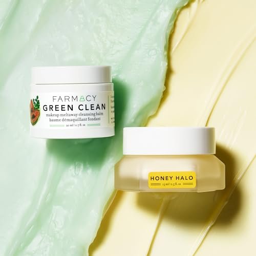 Farmacy Ceramide Face Moisturizer + Cleansing Balm Duo - Travel Size Skin Care Set with Green Clean Makeup Remover Balm + Honey Halo Moisturizer Face Cream (2 Count) - görsel 3