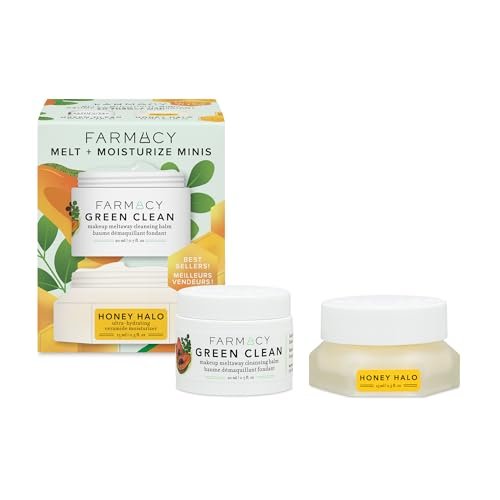 Farmacy Ceramide Face Moisturizer + Cleansing Balm Duo - Travel Size Skin Care Set with Green Clean Makeup Remover Balm + Honey Halo Moisturizer Face Cream (2 Count) - görsel 1