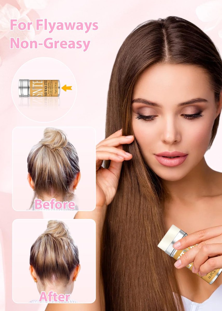 Hair Wax Stick & Slick Back Hair Brush – Frizz Control for Women & Kids, Non-Greasy & No Residue – Smooths Flyaways, Creates Sleek Ponytails & Buns – Styling Accessories & Teen Girl Gifts Trendy Stuff - görsel 2