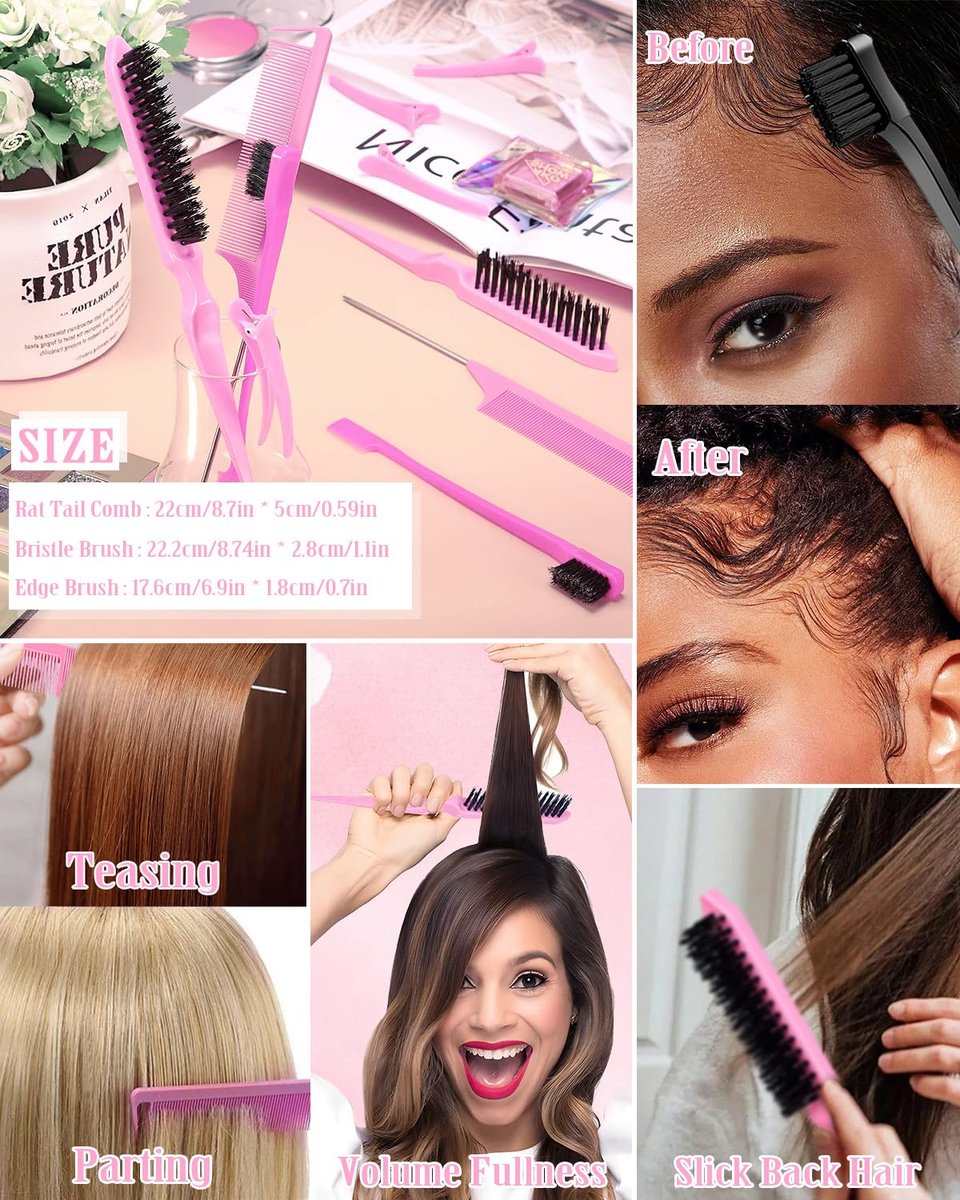 Hair Wax Stick & Slick Back Hair Brush – Frizz Control for Women & Kids, Non-Greasy & No Residue – Smooths Flyaways, Creates Sleek Ponytails & Buns – Styling Accessories & Teen Girl Gifts Trendy Stuff - görsel 10