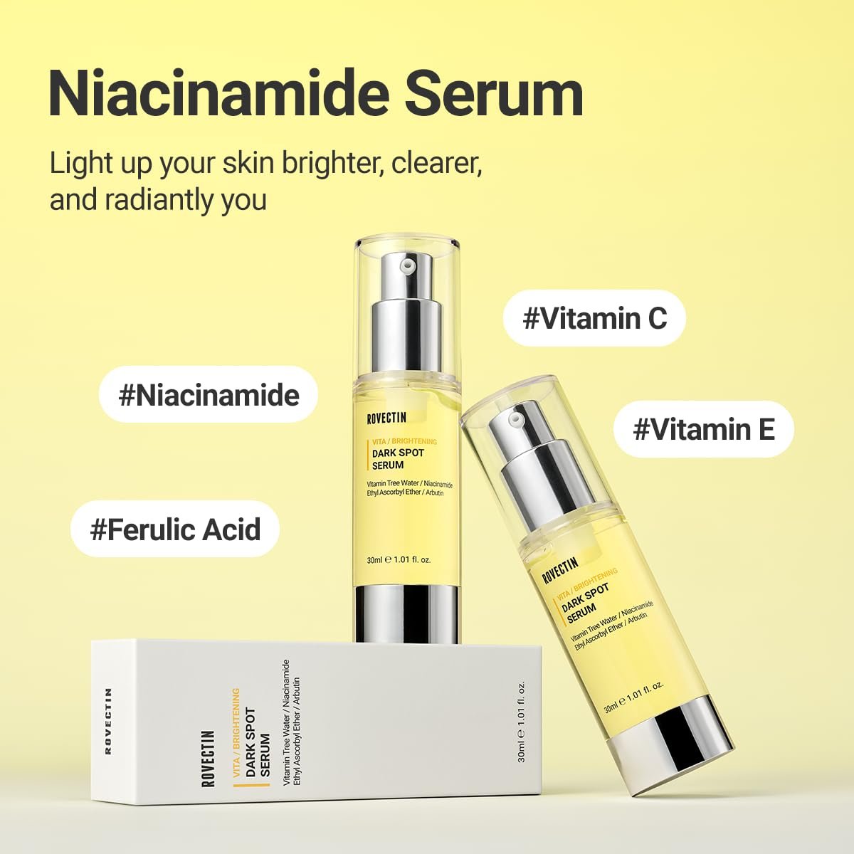 ROVECTIN Vita Dark Spot Correcting Serum – Brightening Vitamin C & Niacinamide Serum for Glowing, Even Skin Tone | Vegan & Gentle Formula for Sensitive Skin Avelisse