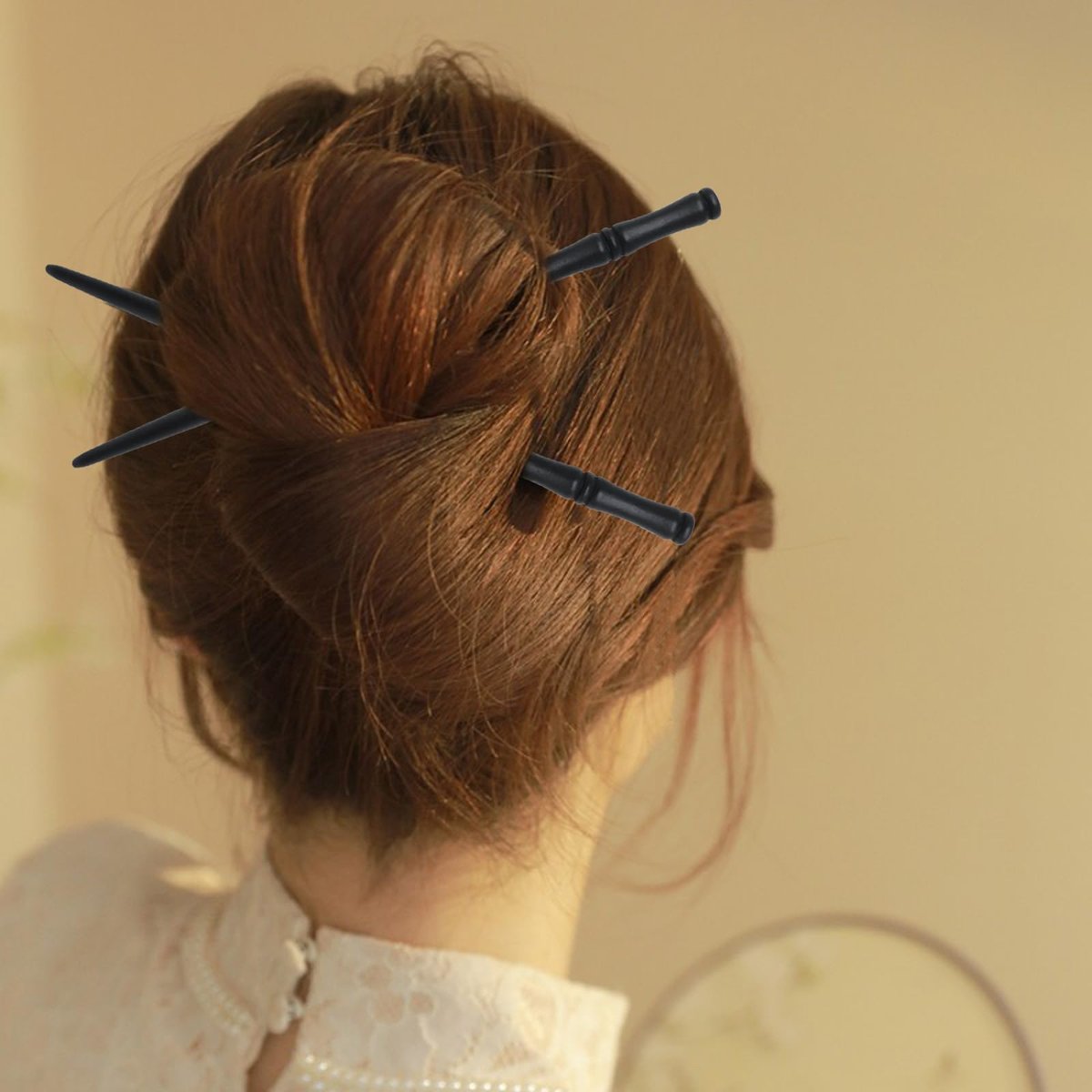 Honbay 6-Pack Retro Wooden Hair Sticks - Bamboo Shape Hair Chopsticks, Handmade Wood Hairpins for Women (2 Colors) - görsel 5