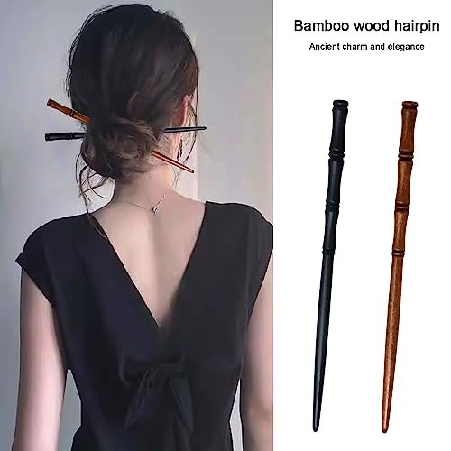 Honbay 6-Pack Retro Wooden Hair Sticks - Bamboo Shape Hair Chopsticks, Handmade Wood Hairpins for Women (2 Colors) - görsel 12
