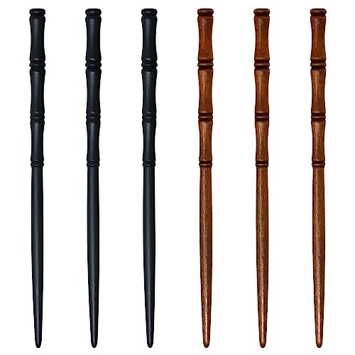 Honbay 6-Pack Retro Wooden Hair Sticks - Bamboo Shape Hair Chopsticks, Handmade Wood Hairpins for Women (2 Colors) - görsel 2