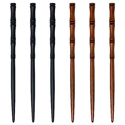 Honbay 6-Pack Retro Wooden Hair Sticks - Bamboo Shape Hair Chopsticks, Handmade Wood Hairpins for Women (2 Colors)