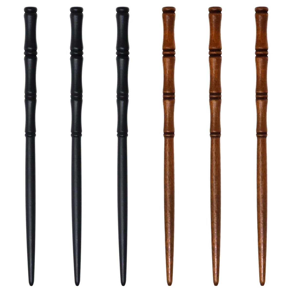 Honbay 6-Pack Retro Wooden Hair Sticks - Bamboo Shape Hair Chopsticks, Handmade Wood Hairpins for Women (2 Colors) - görsel 1