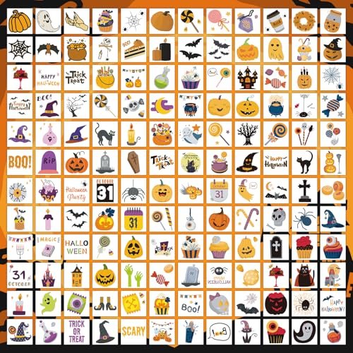 EMOME 408 Sheets Halloween Temporary Tattoos for Kids - Bulk Pack of Cute Pumpkin, Ghost & Bat Fake Tattoos for Party Favors, Treats & Supplies - görsel 6