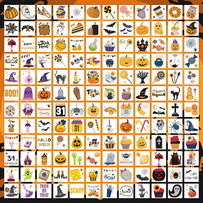EMOME 408 Sheets Halloween Temporary Tattoos for Kids - Bulk Pack of Cute Pumpkin, Ghost & Bat Fake Tattoos for Party Favors, Treats & Supplies