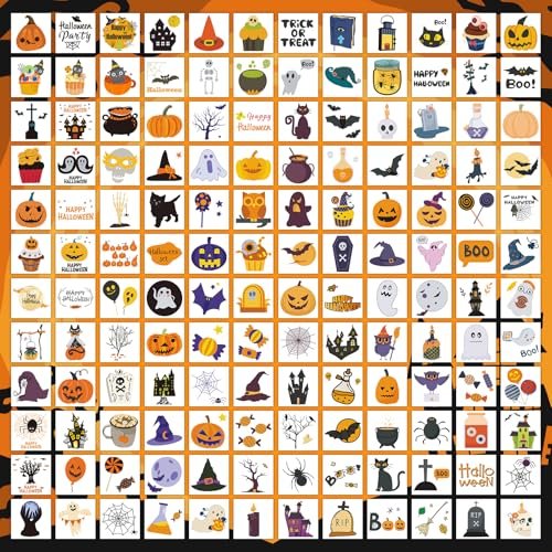EMOME 408 Sheets Halloween Temporary Tattoos for Kids - Bulk Pack of Cute Pumpkin, Ghost & Bat Fake Tattoos for Party Favors, Treats & Supplies - görsel 8