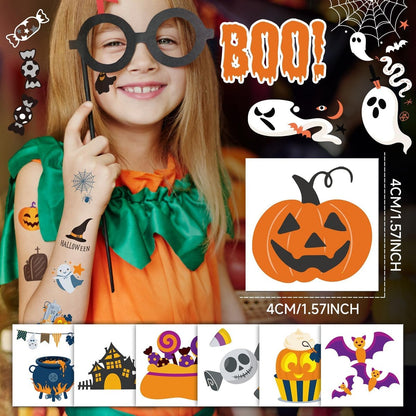 EMOME 408 Sheets Halloween Temporary Tattoos for Kids - Bulk Pack of Cute Pumpkin, Ghost & Bat Fake Tattoos for Party Favors, Treats & Supplies