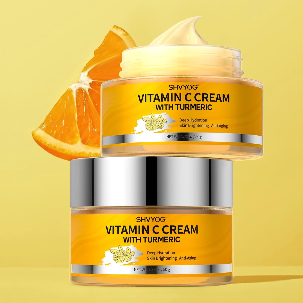 SHVYOG Vitamin C Face Moisturizer with Turmeric – Anti-Aging & Brightening Cream for Dark Spots, Wrinkles, Uneven Skin Tone, 1.76 oz Avelisse