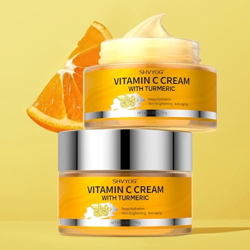 SHVYOG Vitamin C Face Moisturizer with Turmeric – Anti-Aging & Brightening Cream for Dark Spots, Wrinkles, Uneven Skin Tone, 1.76 oz Avelisse