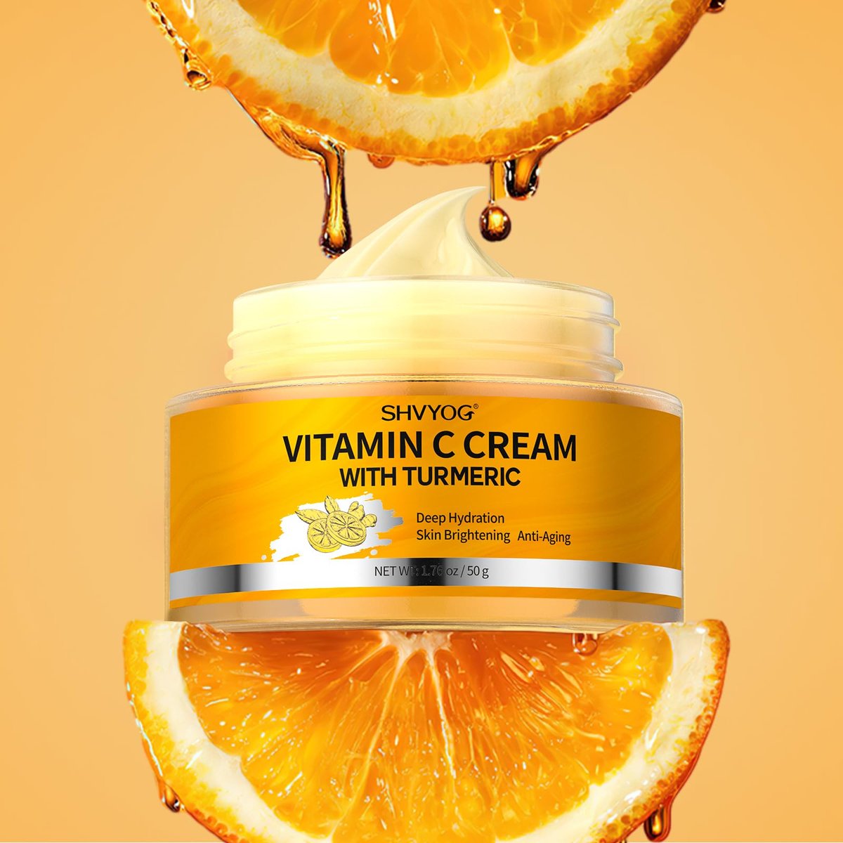 SHVYOG Vitamin C Face Moisturizer with Turmeric – Anti-Aging & Brightening Cream for Dark Spots, Wrinkles, Uneven Skin Tone, 1.76 oz Avelisse
