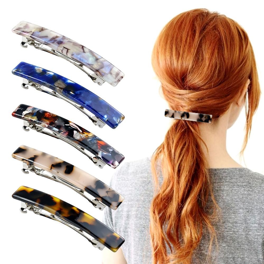 Cinaci 10 Pack 7.5cm Vintage Tortoise Shell Acetate French Hair Barrettes - Automatic Spring Clips for Women & Girls, Thin & Thick Hair Avelisse