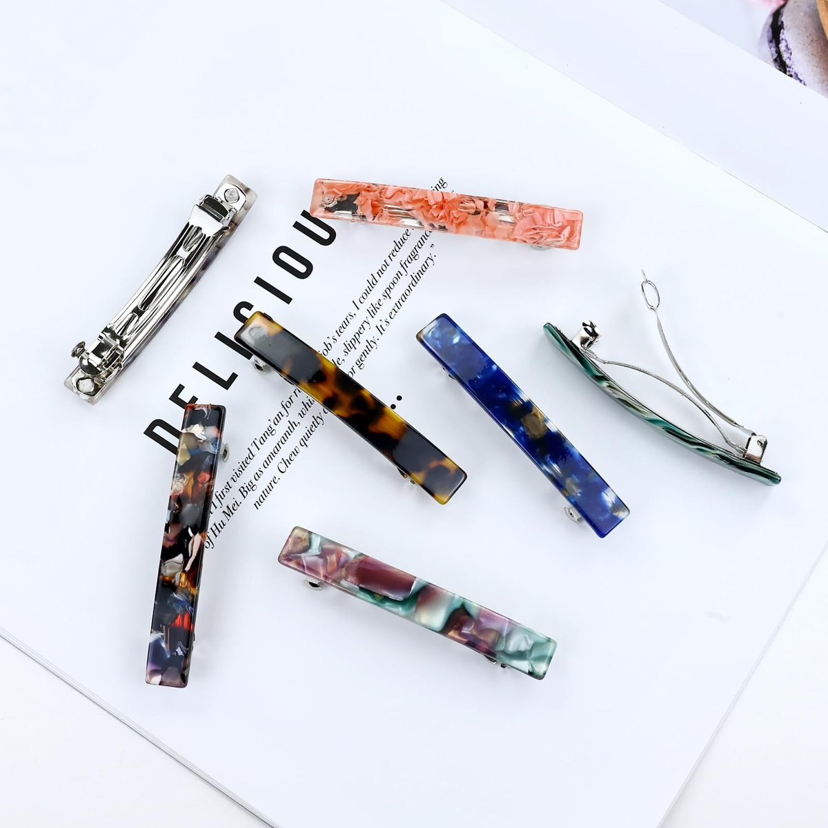 Cinaci 10 Pack 7.5cm Vintage Tortoise Shell Acetate French Hair Barrettes - Automatic Spring Clips for Women & Girls, Thin & Thick Hair Avelisse