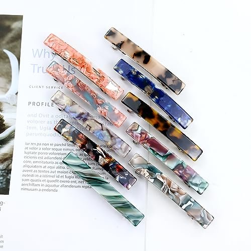 Cinaci 10 Pack 7.5cm Vintage Tortoise Shell Acetate French Hair Barrettes - Automatic Spring Clips for Women & Girls, Thin & Thick Hair Avelisse