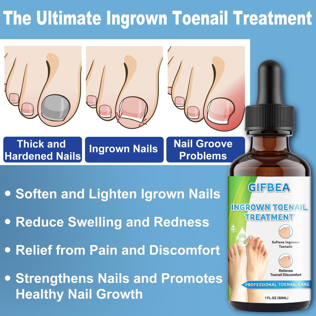 Ingrown Toenail Treatment with Softener & Reliever Drops, Double Sided Pedicure Nail Lifter Tool for Easy Trimming – Toenail Cleaner Kit for Men & Women - görsel 7