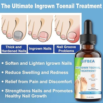 Ingrown Toenail Treatment with Softener & Reliever Drops, Double Sided Pedicure Nail Lifter Tool for Easy Trimming – Toenail Cleaner Kit for Men & Women