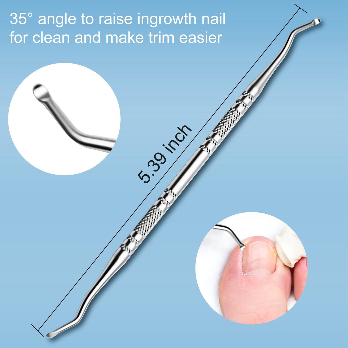 Ingrown Toenail Treatment with Softener & Reliever Drops, Double Sided Pedicure Nail Lifter Tool for Easy Trimming – Toenail Cleaner Kit for Men & Women - görsel 9
