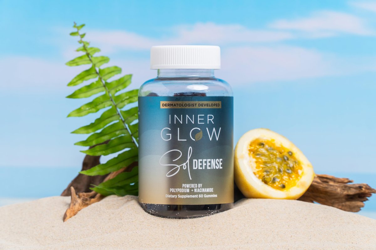 Inner Glow Sol Defense Gummies – Dermatologist & Plastic Surgeon-Formulated Skin Resilience Vitamin Supplement with Polypodium Leucotomos & Niacinamide, Passion Fruit Flavor, 60 Sugar-Free Gummies Avelisse