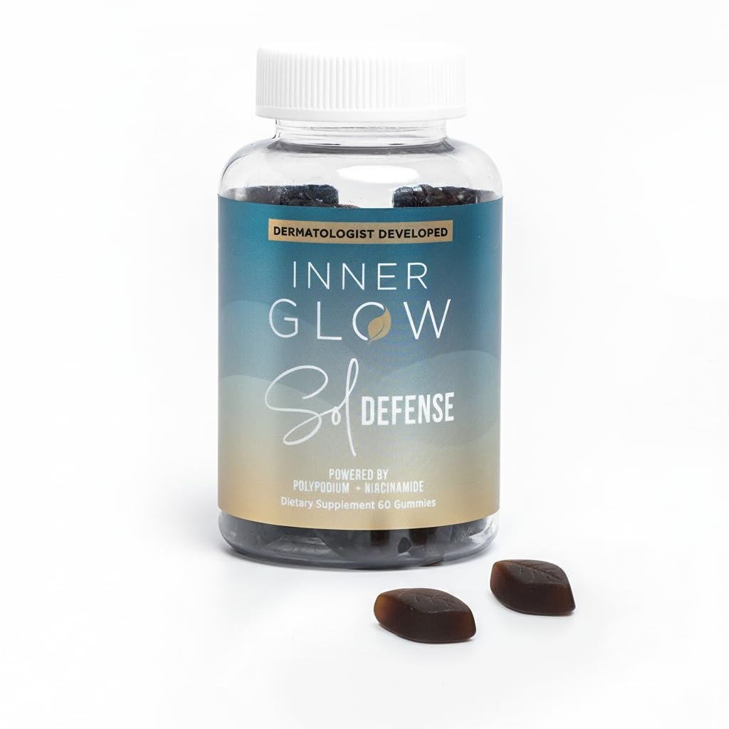 Inner Glow Sol Defense Gummies – Dermatologist & Plastic Surgeon-Formulated Skin Resilience Vitamin Supplement with Polypodium Leucotomos & Niacinamide, Passion Fruit Flavor, 60 Sugar-Free Gummies Avelisse