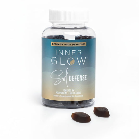 Inner Glow Sol Defense Gummies – Dermatologist & Plastic Surgeon-Formulated Skin Resilience Vitamin Supplement with Polypodium Leucotomos & Niacinamide, Passion Fruit Flavor, 60 Sugar-Free Gummies Avelisse