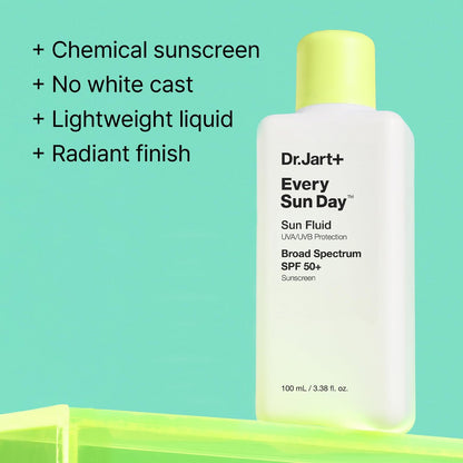 Dr.Jart+ Every Sun Day Sun Fluid SPF 50+ Korean Sunscreen for Face - 3.38 Fl Oz Avelisse