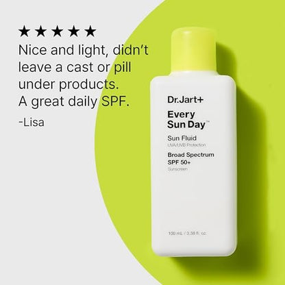 Dr.Jart+ Every Sun Day Sun Fluid SPF 50+ Korean Sunscreen for Face - 3.38 Fl Oz Avelisse
