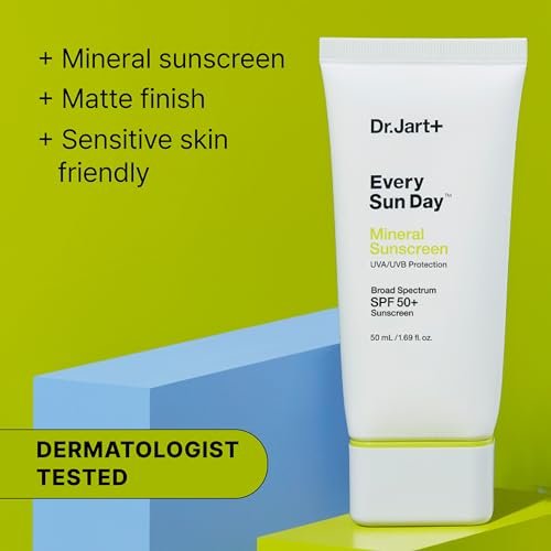 Dr.Jart+ Every Sun Day Mineral Sunscreen SPF 50+ for Face with Zinc Oxide | Korean Skin Care Travel Size 1.69 Fl Oz Avelisse