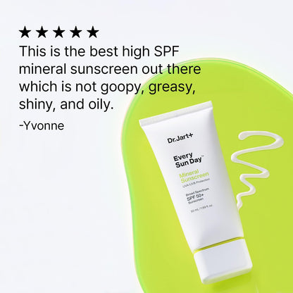 Dr.Jart+ Every Sun Day Mineral Sunscreen SPF 50+ for Face with Zinc Oxide | Korean Skin Care Travel Size 1.69 Fl Oz Avelisse