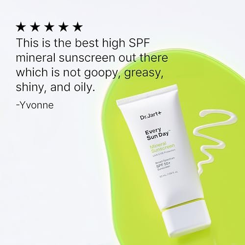 Dr.Jart+ Every Sun Day Mineral Sunscreen SPF 50+ for Face with Zinc Oxide | Korean Skin Care Travel Size 1.69 Fl Oz Avelisse