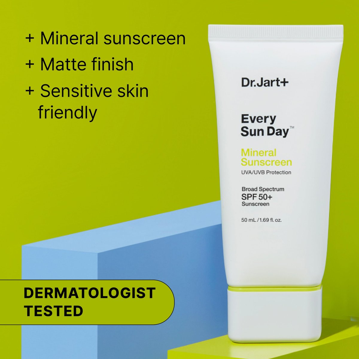 Dr.Jart+ Every Sun Day Mineral Sunscreen SPF 50+ for Face with Zinc Oxide | Korean Skin Care Travel Size 1.69 Fl Oz Avelisse
